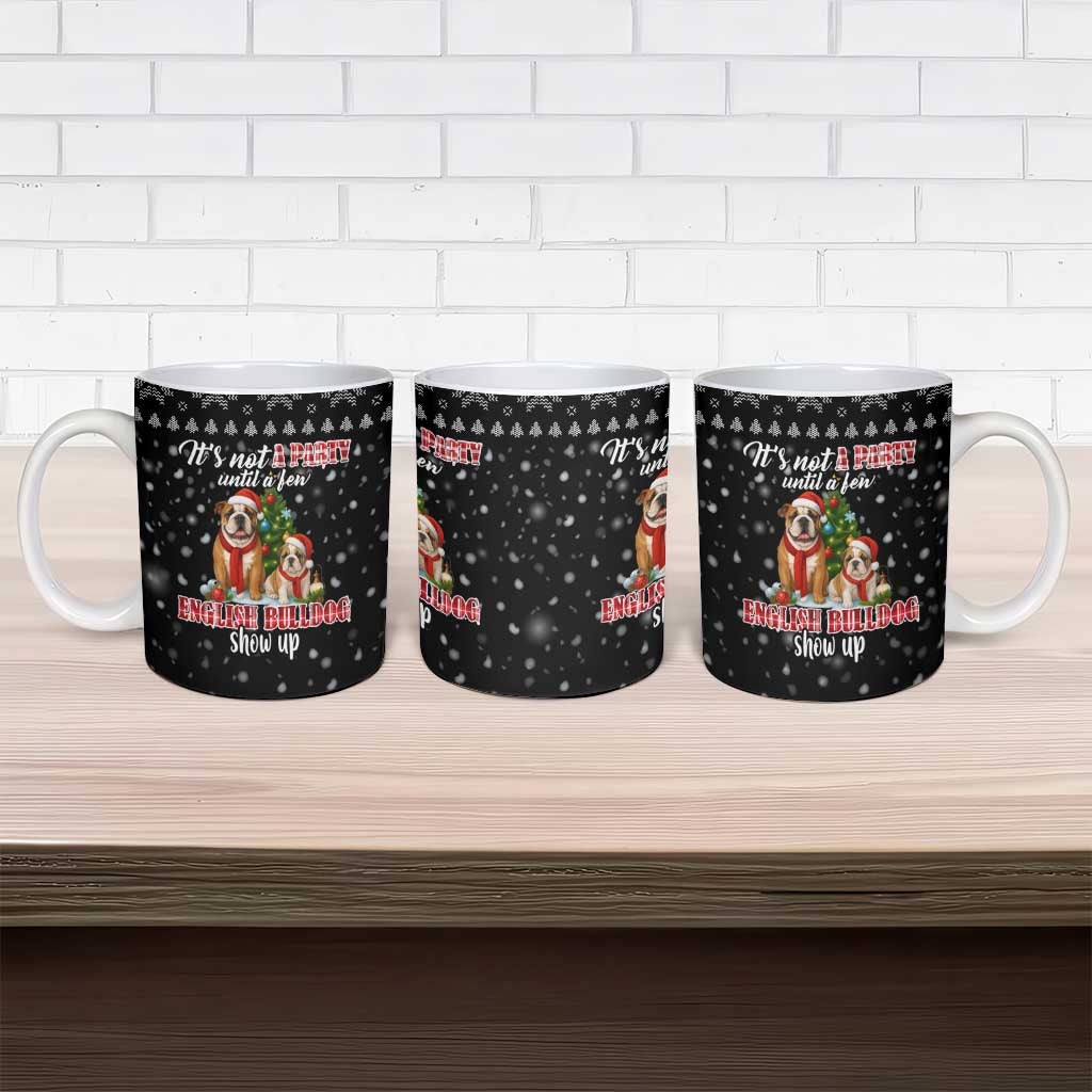 English Bulldog Show Up Christmas Ceramic Mug Funny Xmas Holiday Patterns - Wonder Print Shop