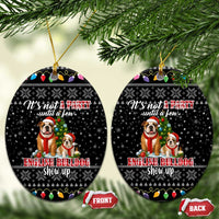 English Bulldog Show Up Christmas Ceramic Ornament Funny Xmas Holiday Patterns - Wonder Print Shop