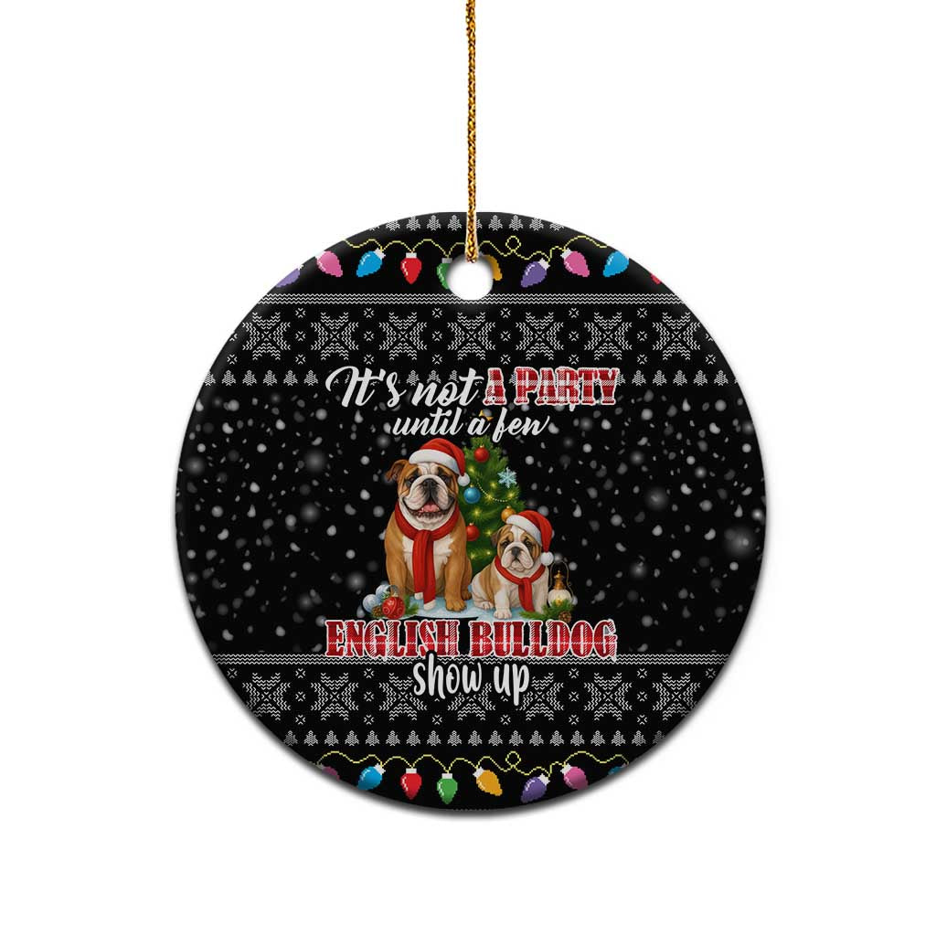 English Bulldog Show Up Christmas Ceramic Ornament Funny Xmas Holiday Patterns - Wonder Print Shop