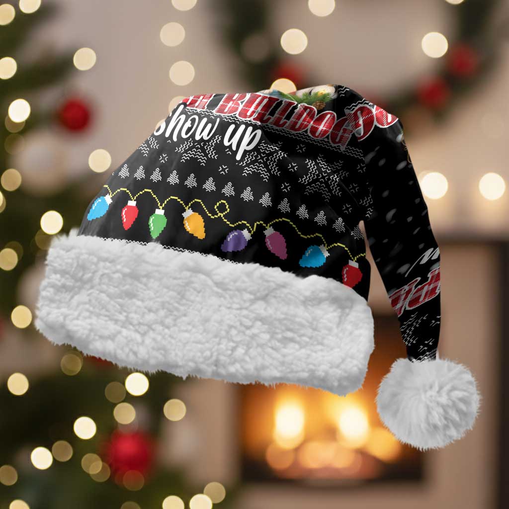 English Bulldog Show Up Christmas Santa Hat Funny Xmas Holiday Patterns - Wonder Print Shop