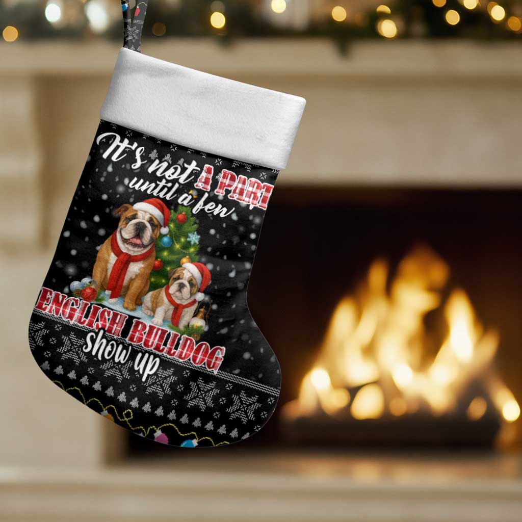 English Bulldog Show Up Christmas Stocking Funny Xmas Holiday Patterns - Wonder Print Shop