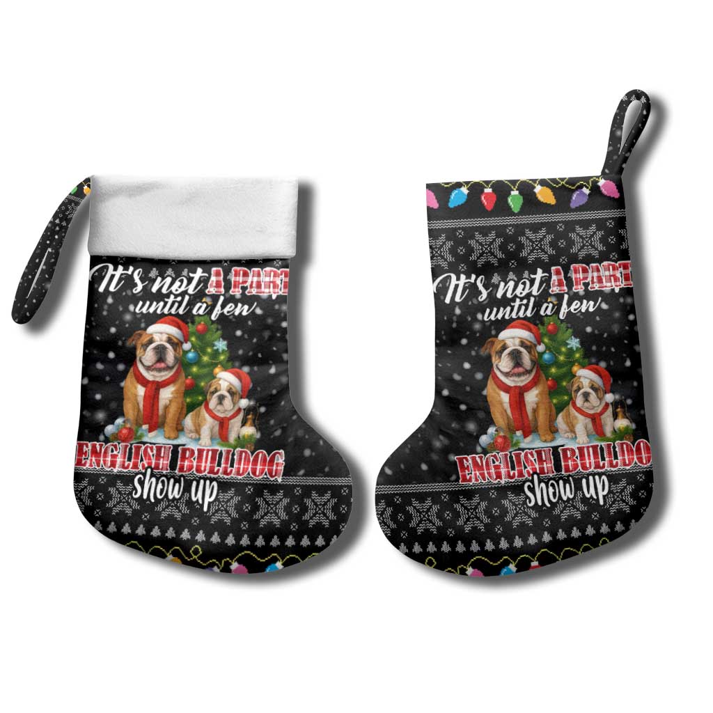 English Bulldog Show Up Christmas Stocking Funny Xmas Holiday Patterns - Wonder Print Shop