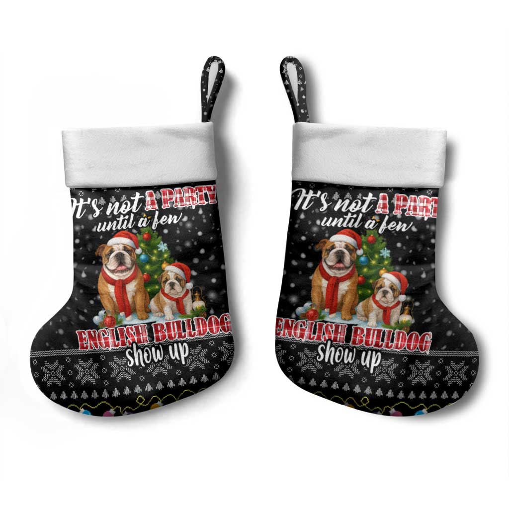 English Bulldog Show Up Christmas Stocking Funny Xmas Holiday Patterns - Wonder Print Shop