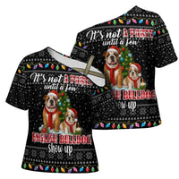 English Bulldog Show Up Christmas Cross Shoulder Shirt Funny Xmas Holiday Patterns - Wonder Print Shop