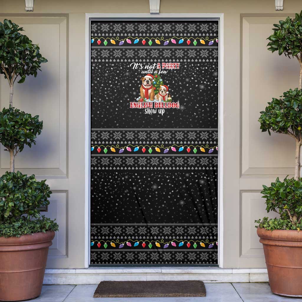 English Bulldog Show Up Christmas Door Cover Funny Xmas Holiday Patterns - Wonder Print Shop