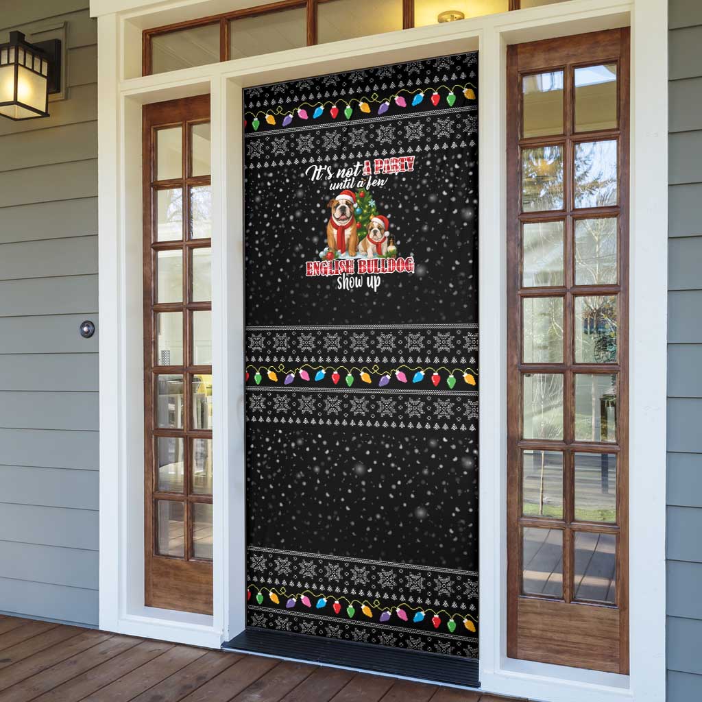 English Bulldog Show Up Christmas Door Cover Funny Xmas Holiday Patterns - Wonder Print Shop