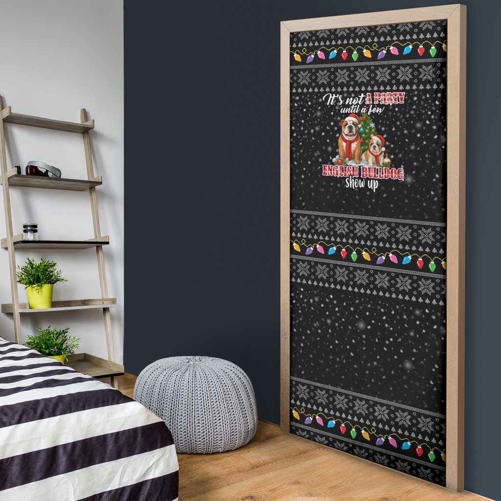 English Bulldog Show Up Christmas Door Cover Funny Xmas Holiday Patterns - Wonder Print Shop