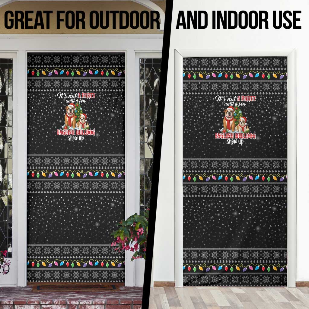 English Bulldog Show Up Christmas Door Cover Funny Xmas Holiday Patterns - Wonder Print Shop
