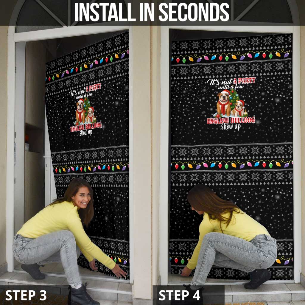 English Bulldog Show Up Christmas Door Cover Funny Xmas Holiday Patterns - Wonder Print Shop