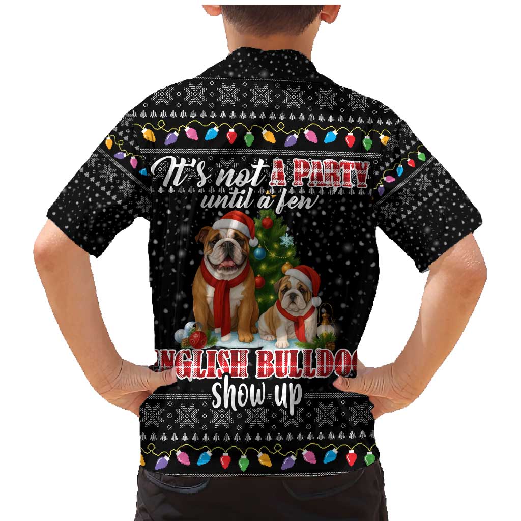 English Bulldog Show Up Christmas Family Matching Mermaid Dress and Hawaiian Shirt Funny Xmas Holiday Patterns - Wonder Print Shop