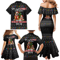 English Bulldog Show Up Christmas Family Matching Mermaid Dress and Hawaiian Shirt Funny Xmas Holiday Patterns - Wonder Print Shop