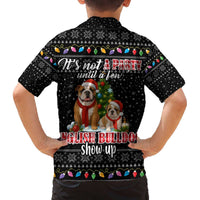 English Bulldog Show Up Christmas Family Matching Off The Shoulder Long Sleeve Dress and Hawaiian Shirt Funny Xmas Holiday Patterns - Wonder Print Shop