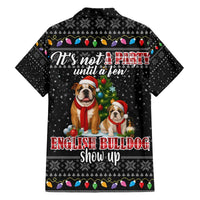 English Bulldog Show Up Christmas Family Matching Off The Shoulder Long Sleeve Dress and Hawaiian Shirt Funny Xmas Holiday Patterns - Wonder Print Shop