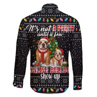 English Bulldog Show Up Christmas Family Matching Off The Shoulder Long Sleeve Dress and Hawaiian Shirt Funny Xmas Holiday Patterns - Wonder Print Shop