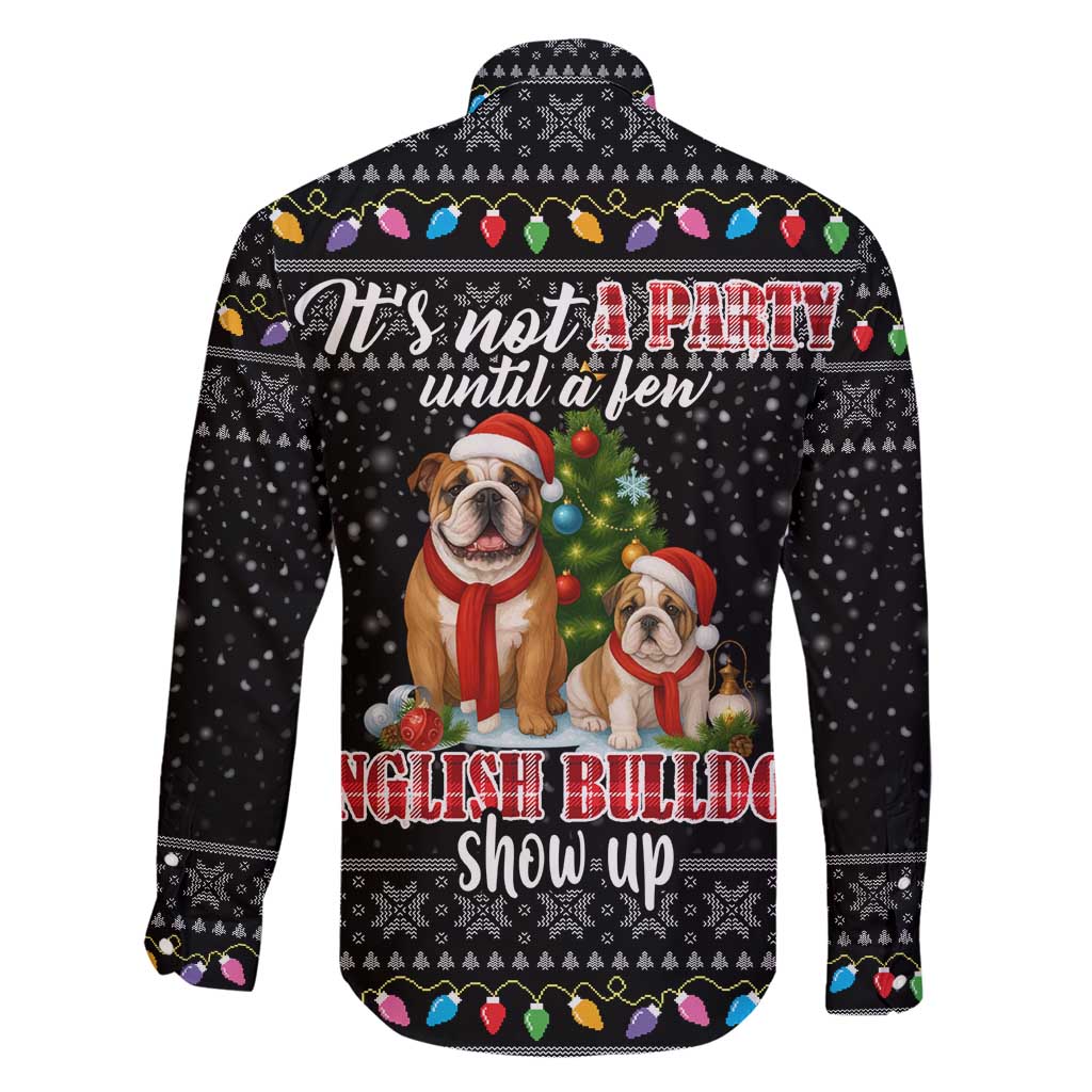 English Bulldog Show Up Christmas Family Matching Off Shoulder Maxi Dress and Hawaiian Shirt Funny Xmas Holiday Patterns - Wonder Print Shop