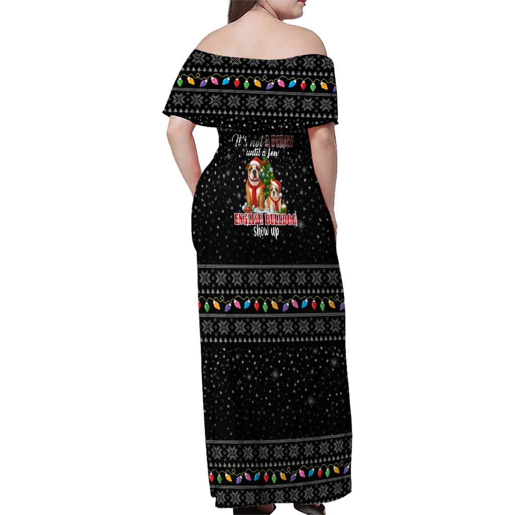 English Bulldog Show Up Christmas Family Matching Off Shoulder Maxi Dress and Hawaiian Shirt Funny Xmas Holiday Patterns - Wonder Print Shop