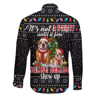 English Bulldog Show Up Christmas Family Matching Off Shoulder Short Dress and Hawaiian Shirt Funny Xmas Holiday Patterns - Wonder Print Shop