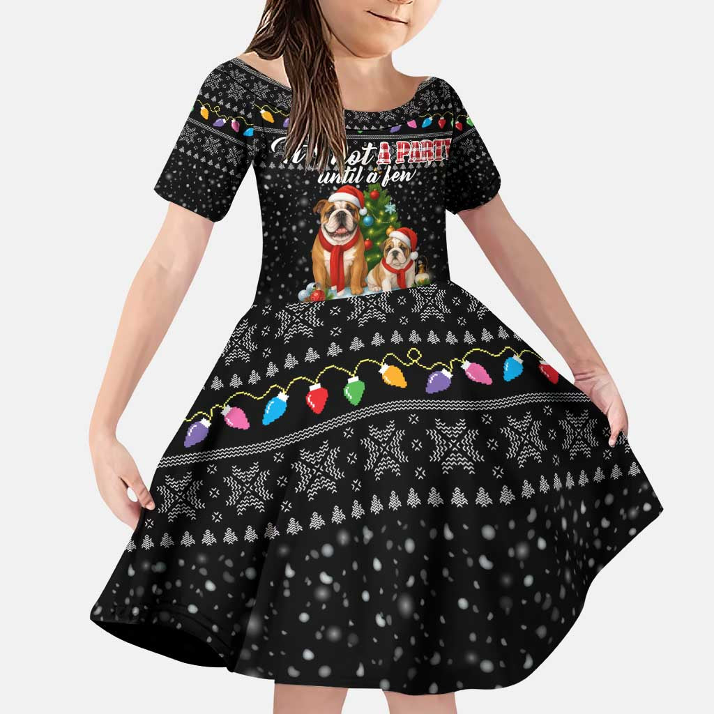English Bulldog Show Up Christmas Family Matching Puletasi and Hawaiian Shirt Funny Xmas Holiday Patterns - Wonder Print Shop