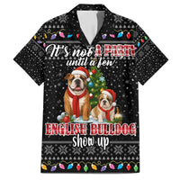 English Bulldog Show Up Christmas Family Matching Puletasi and Hawaiian Shirt Funny Xmas Holiday Patterns - Wonder Print Shop
