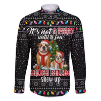 English Bulldog Show Up Christmas Family Matching Puletasi and Hawaiian Shirt Funny Xmas Holiday Patterns - Wonder Print Shop