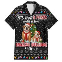English Bulldog Show Up Christmas Family Matching Short Sleeve Bodycon Dress and Hawaiian Shirt Funny Xmas Holiday Patterns - Wonder Print Shop