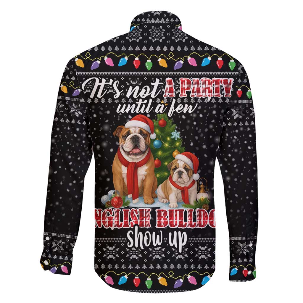 English Bulldog Show Up Christmas Family Matching Short Sleeve Bodycon Dress and Hawaiian Shirt Funny Xmas Holiday Patterns - Wonder Print Shop