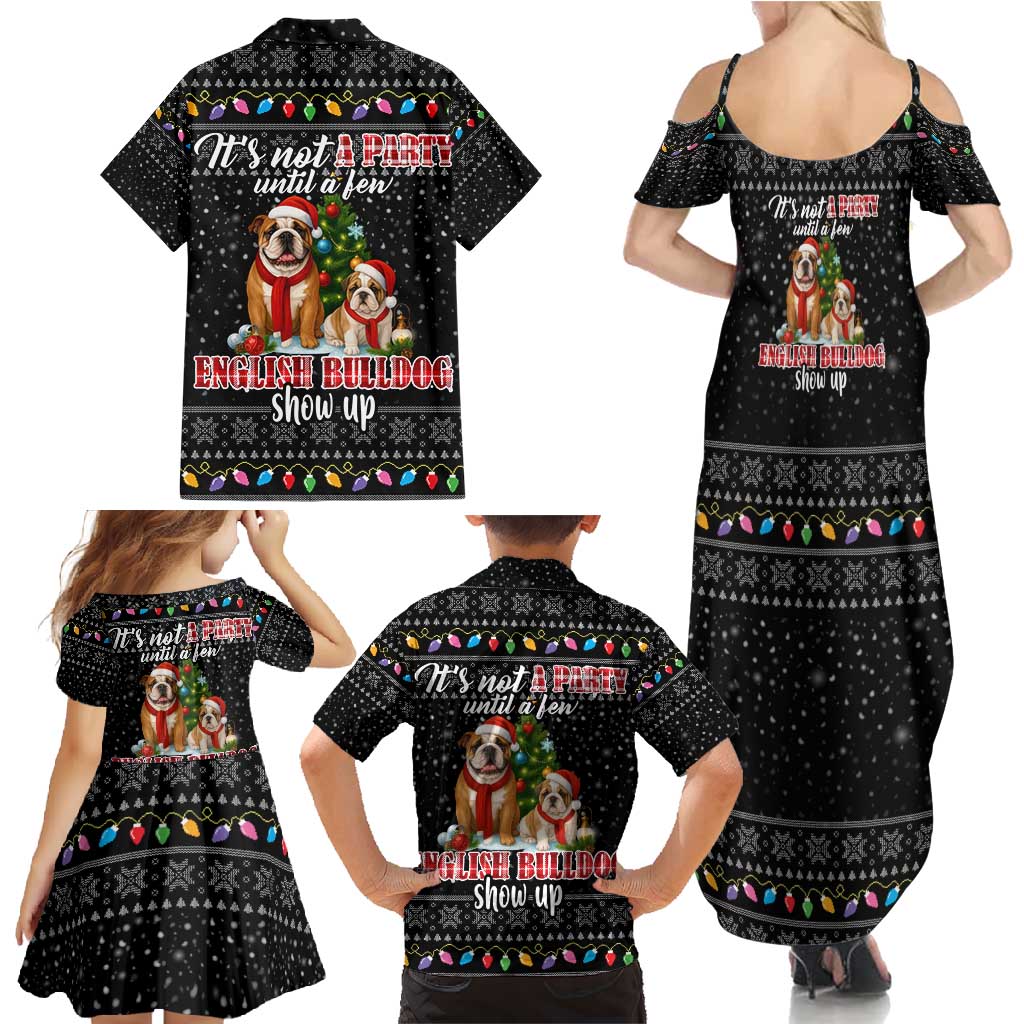 English Bulldog Show Up Christmas Family Matching Summer Maxi Dress and Hawaiian Shirt Funny Xmas Holiday Patterns - Wonder Print Shop