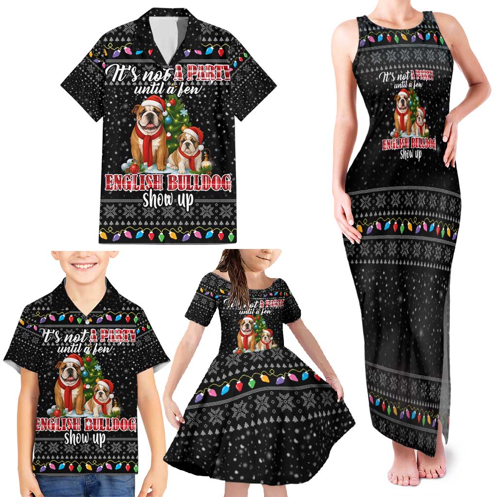 English Bulldog Show Up Christmas Family Matching Tank Maxi Dress and Hawaiian Shirt Funny Xmas Holiday Patterns - Wonder Print Shop