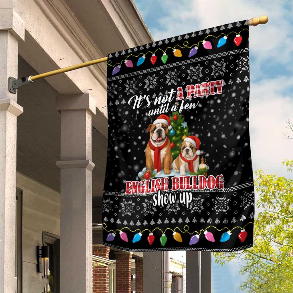 English Bulldog Show Up Christmas Garden Flag Funny Xmas Holiday Patterns - Wonder Print Shop