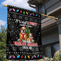 English Bulldog Show Up Christmas Garden Flag Funny Xmas Holiday Patterns - Wonder Print Shop