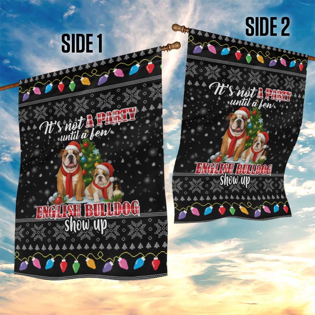 English Bulldog Show Up Christmas Garden Flag Funny Xmas Holiday Patterns - Wonder Print Shop