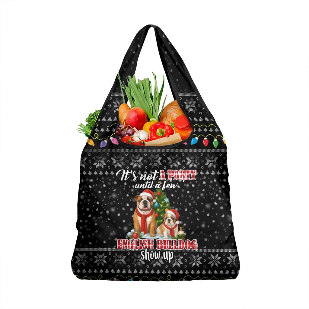 English Bulldog Show Up Christmas Grocery Bag Funny Xmas Holiday Patterns - Wonder Print Shop