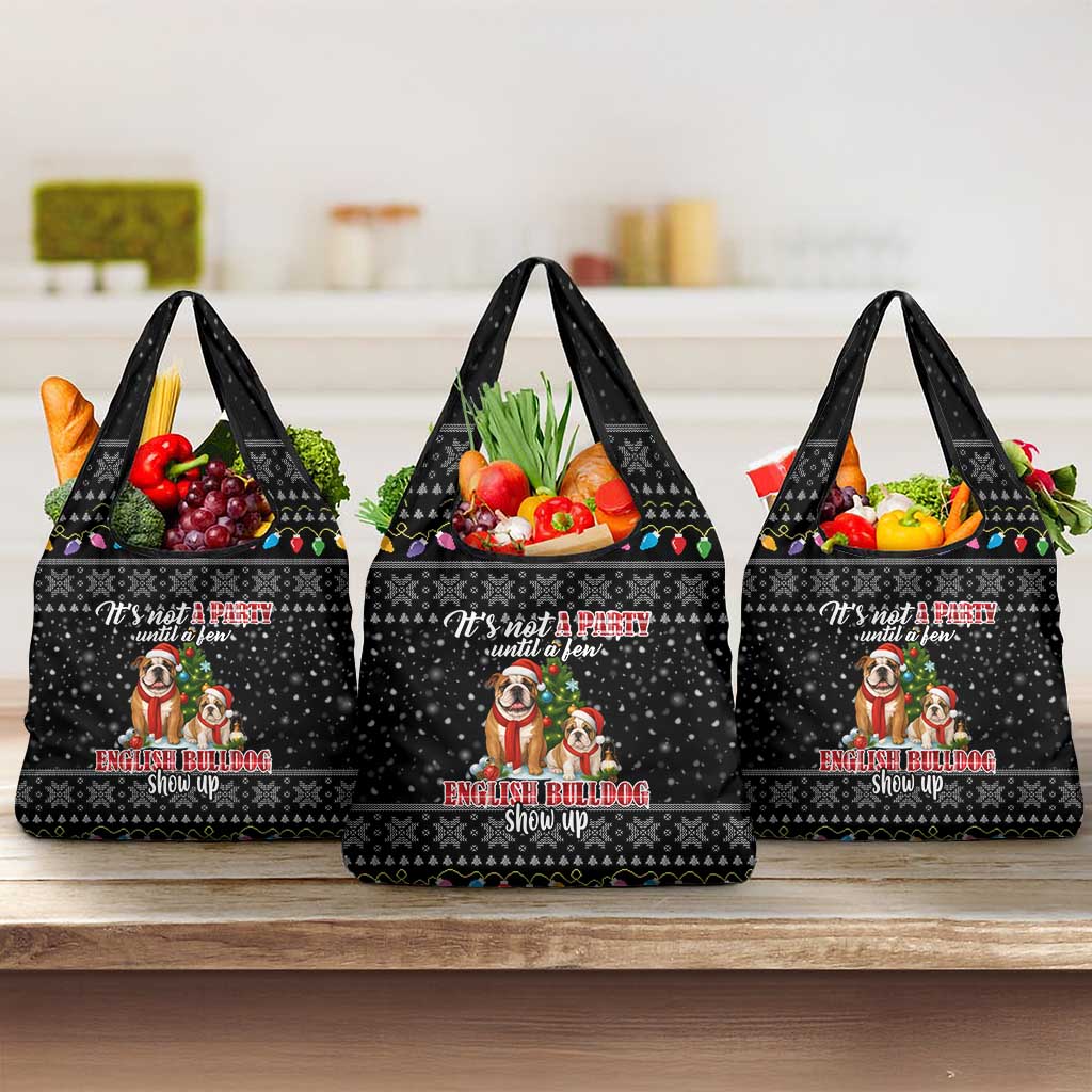 English Bulldog Show Up Christmas Grocery Bag Funny Xmas Holiday Patterns - Wonder Print Shop