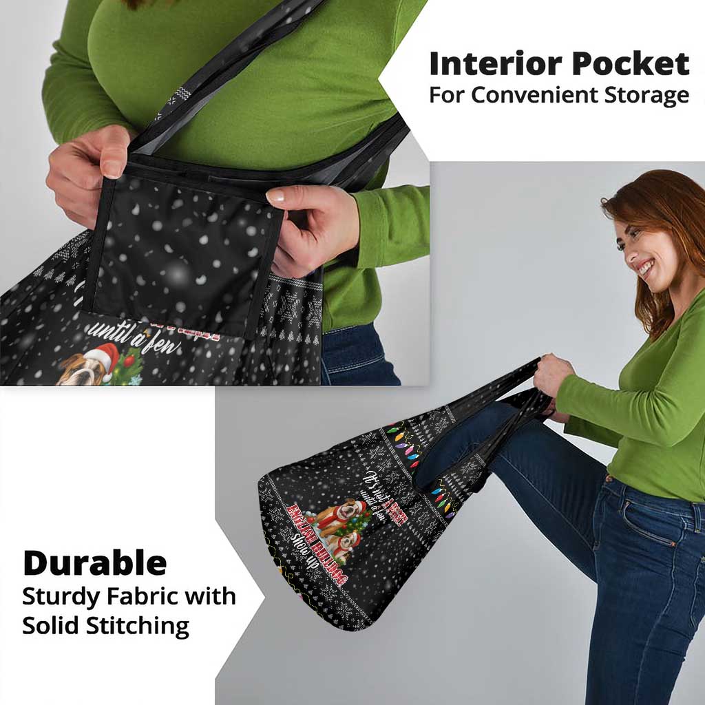 English Bulldog Show Up Christmas Grocery Bag Funny Xmas Holiday Patterns - Wonder Print Shop