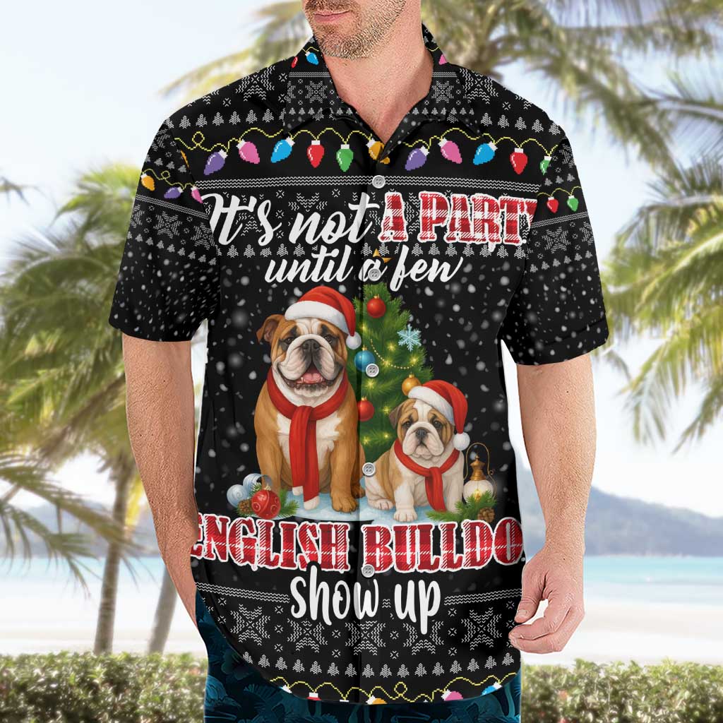 English Bulldog Show Up Christmas Hawaiian Shirt Funny Xmas Holiday Patterns - Wonder Print Shop