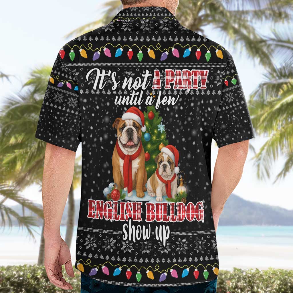 English Bulldog Show Up Christmas Hawaiian Shirt Funny Xmas Holiday Patterns - Wonder Print Shop