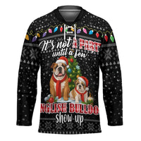 English Bulldog Show Up Christmas Hockey Jersey Funny Xmas Holiday Patterns - Wonder Print Shop