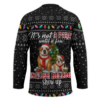 English Bulldog Show Up Christmas Hockey Jersey Funny Xmas Holiday Patterns - Wonder Print Shop