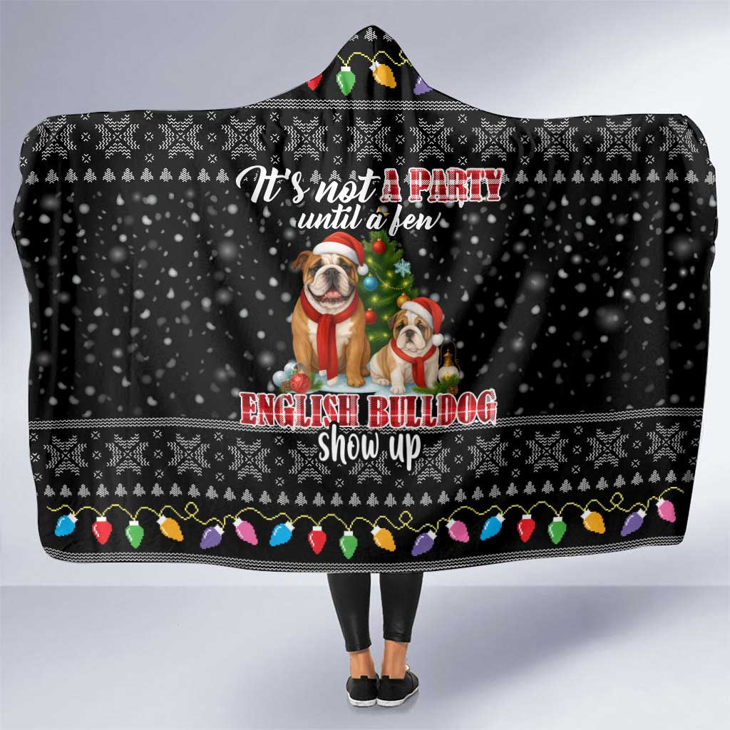 English Bulldog Show Up Christmas Hooded Blanket Funny Xmas Holiday Patterns - Wonder Print Shop