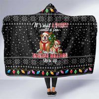 English Bulldog Show Up Christmas Hooded Blanket Funny Xmas Holiday Patterns - Wonder Print Shop