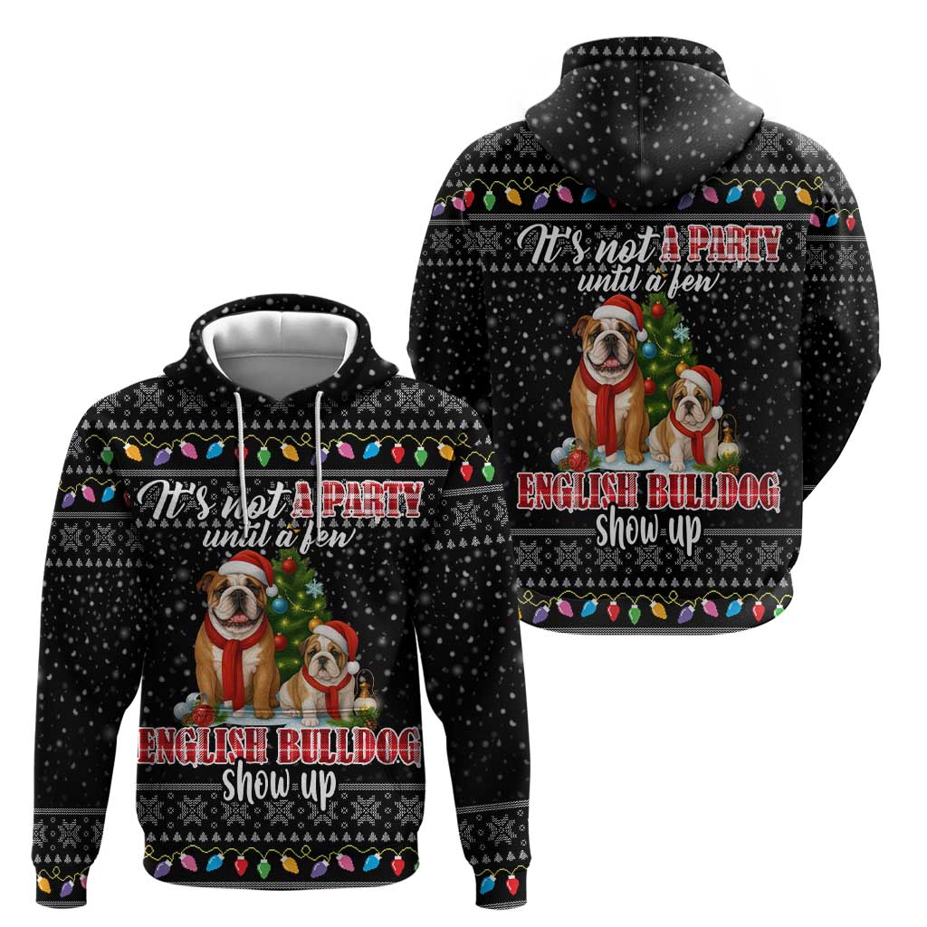 English Bulldog Show Up Christmas Hoodie Funny Xmas Holiday Patterns - Wonder Print Shop