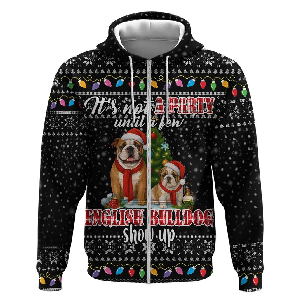 English Bulldog Show Up Christmas Hoodie Funny Xmas Holiday Patterns - Wonder Print Shop