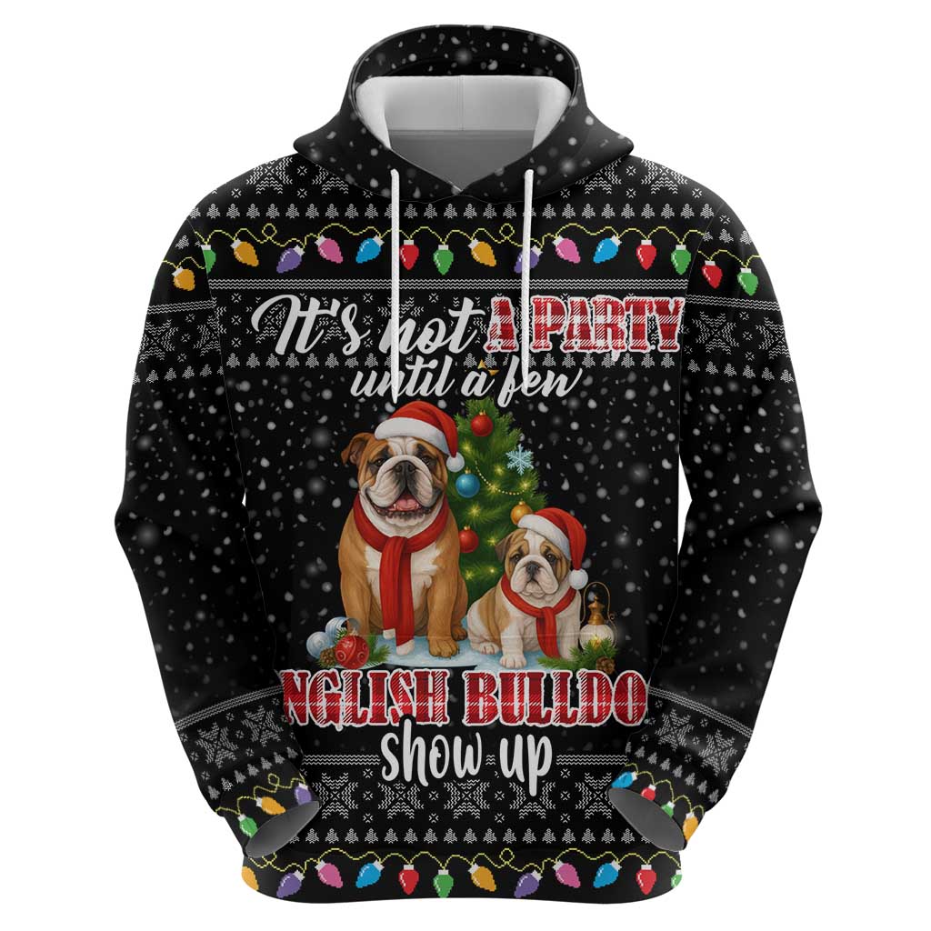English Bulldog Show Up Christmas Hoodie Funny Xmas Holiday Patterns - Wonder Print Shop