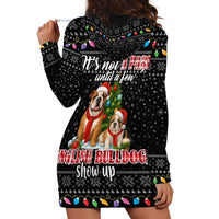 English Bulldog Show Up Christmas Hoodie Dress Funny Xmas Holiday Patterns - Wonder Print Shop
