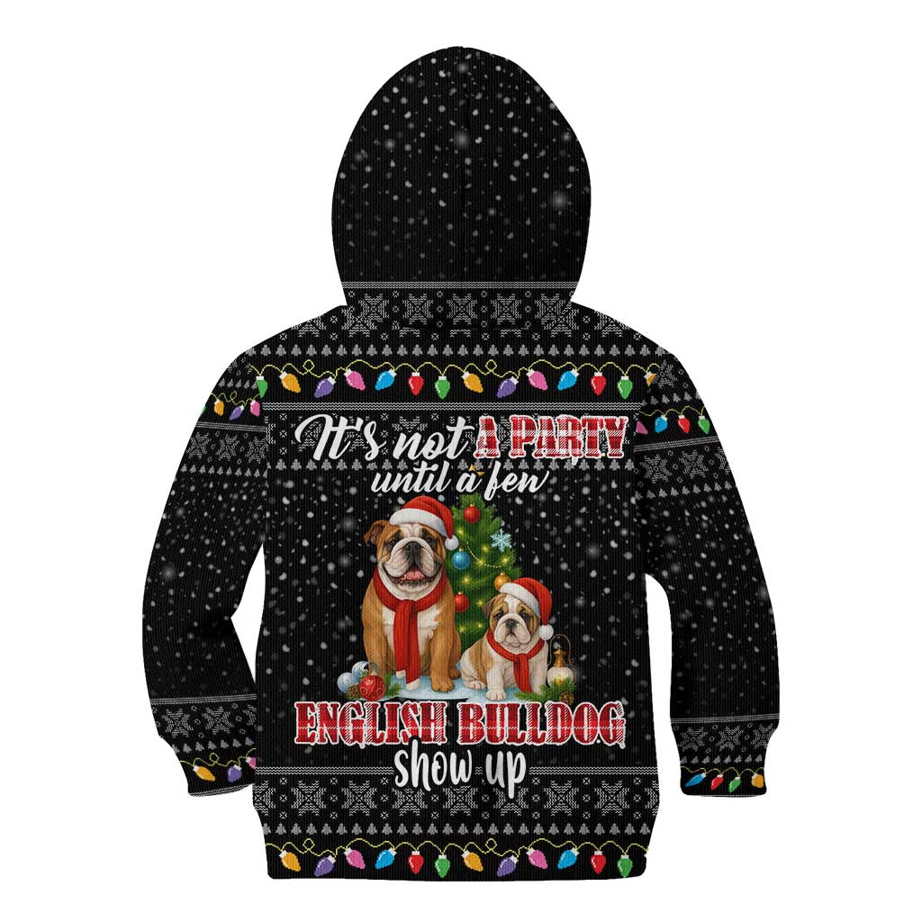 English Bulldog Show Up Christmas Kid Hoodie Funny Xmas Holiday Patterns - Wonder Print Shop