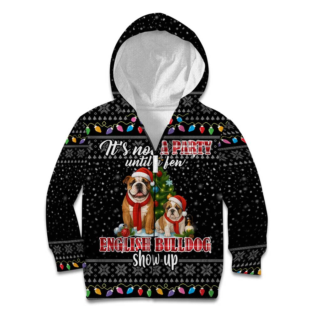English Bulldog Show Up Christmas Kid Hoodie Funny Xmas Holiday Patterns - Wonder Print Shop