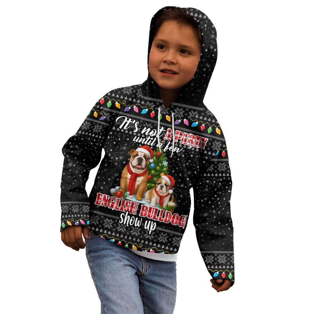 English Bulldog Show Up Christmas Kid Hoodie Funny Xmas Holiday Patterns - Wonder Print Shop