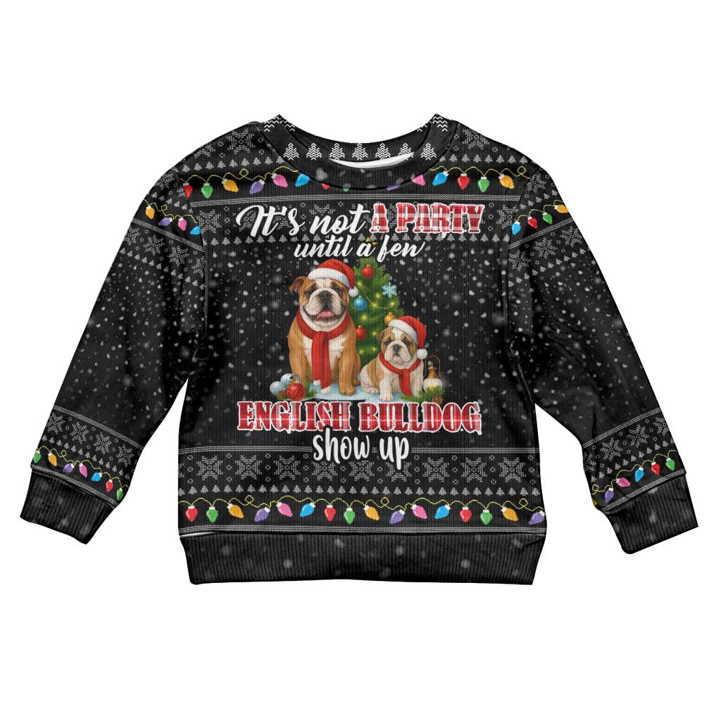 English Bulldog Show Up Christmas Kid Ugly Christmas Sweater Funny Xmas Holiday Patterns - Wonder Print Shop