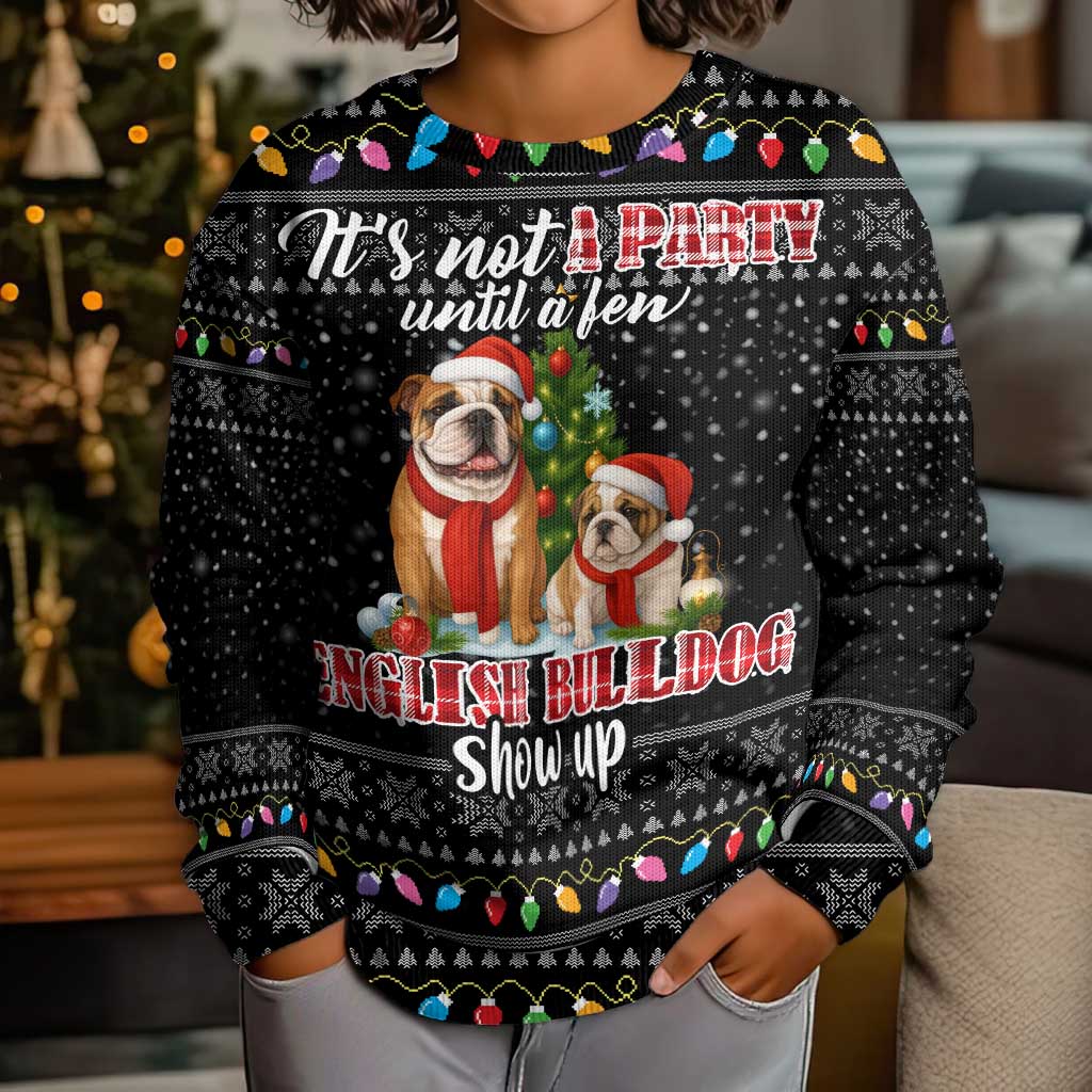 English Bulldog Show Up Christmas Kid Ugly Christmas Sweater Funny Xmas Holiday Patterns - Wonder Print Shop