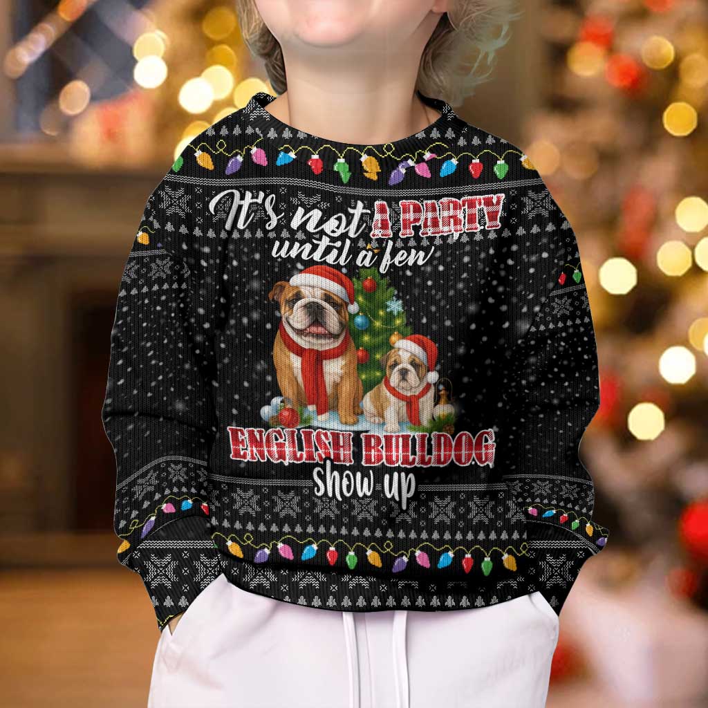 English Bulldog Show Up Christmas Kid Ugly Christmas Sweater Funny Xmas Holiday Patterns - Wonder Print Shop